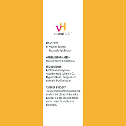 vH essentials Vitamin C Vaginal Tablet | Boric Acid Suppository Alternative | Supports Healthy pH and Eliminates