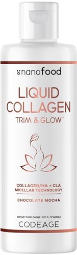 Codeage Liquid Collagen Supplement Chocolate Flavor, Beauty Trim & Glow Liposomal 