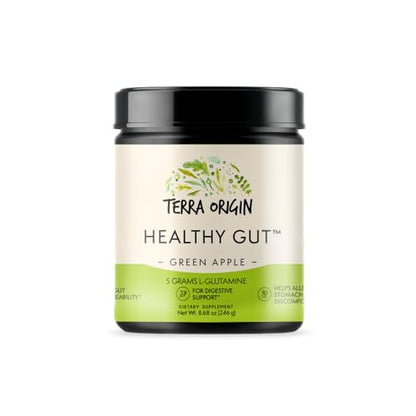 Healthy Gut Green Apple | 30-Servings with L-Glutamine, Zinc, Glucosamine, Slippery 