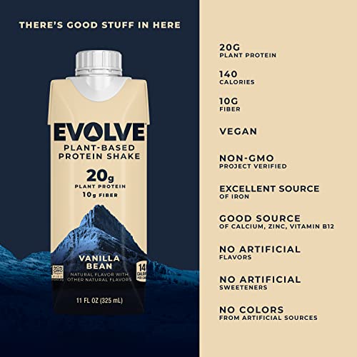 Evolve Plant Based Protein Shake, Vanilla Bean, 20g Vegan Protein, Dairy Free