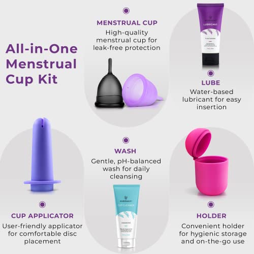 Ecoblossom Complete Menstrual Cup Kit - Small & Large Reusable Period Cups, Silicone Sterilizer EcoBlossom