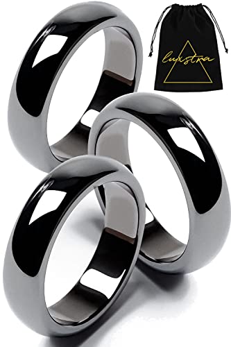 Genuine Magnetic Hematite Rings, 3 Rings in Each Order, Black Hematite Ring