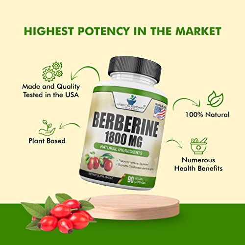 Berberine 1800mg Per Serving, Berberine Supplement, Berberine HCL, Berberine Pills American Standard Supplements