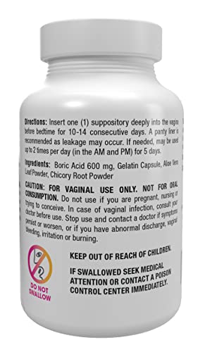 vH essentials Boric Acid Plus Vaginal Suppositories, Prebiotic Infused with Soothing Aloe Vera, pH vH essentials