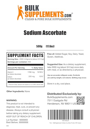 BulkSupplements.com Sodium Ascorbate Powder - Antioxidant Powder - Sodium Ascorbate Bulksupplements