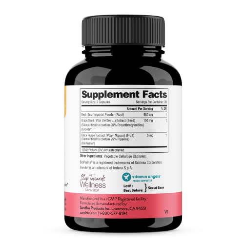 Sandhu's Beet Root Powder Capsules with Bioperine| 60 Capsules, 60 Days Supply Sandhu's