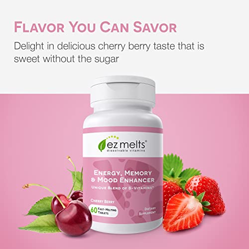 EZ Melts Dissolvable Energy, Memory & Mood Enhancer, Blend of B-Vitamins, Sugar-Free EZ Melts
