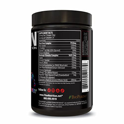 Titan Nutrition Kickin Concentrated Pre-Workout Drink- Energy, Focus, Endurance & Mood - Powerful Mix of Caffeine, Beta-Alanine & More - Athletic Perf...