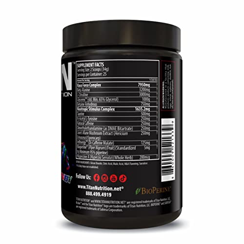 Titan Nutrition Kickin Concentrated Pre-Workout Drink- Energy, Focus, Endurance & Mood - Powerful Mix of Caffeine, Beta-Alanine & More - Athletic Perf...