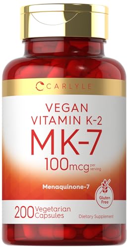 Carlyle Vitamin K2 MK7 100mcg | 200 Vegan Capsules | Menaquinone-7 Supplement 