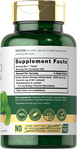 Carlyle Ginkgo Biloba 3000mg | 400 Tablets | Non-GMO, Gluten Free Carlyle