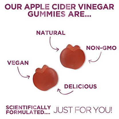 Vegan Apple Cider Vinegar Gummies | Max Strength 1000mg | Gelatin-Free, Vegan, Non-GMO