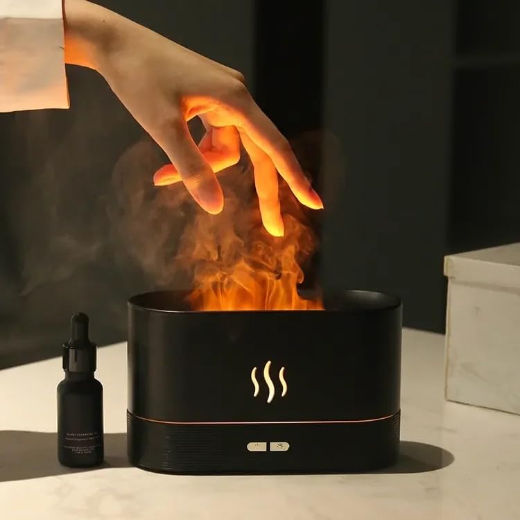 Flame Aroma Diffuser Humidifier 180ml, Oil Essential 2 Modes Brightness Aroma Humidifier