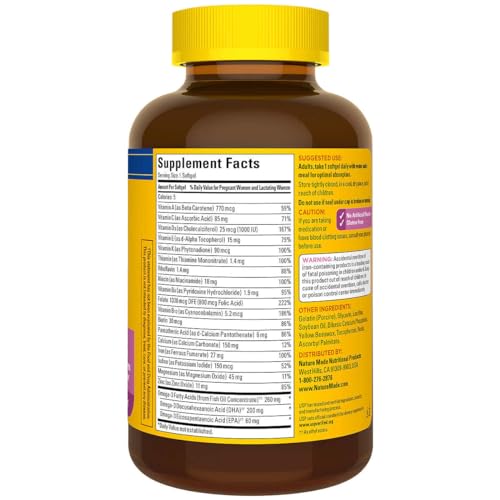 Nature Made Prenatal Multi + dha, 150 Count Softgels Bundle with Long Glacier Pill Oragnizer My Store