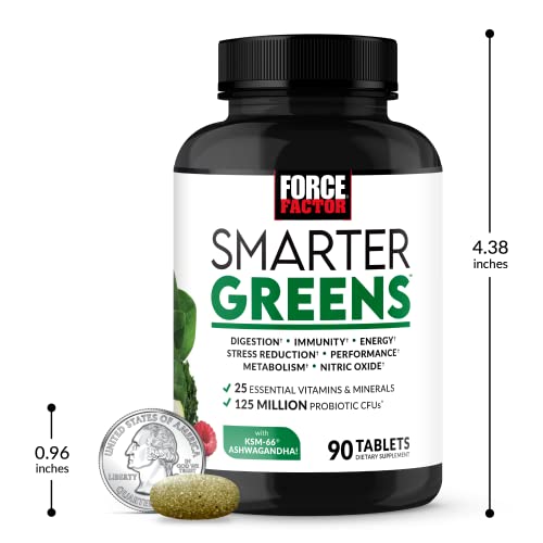 FORCE FACTOR Smarter Greens Tablets, Greens Supplement with 25+ Superfoods and Antioxidants