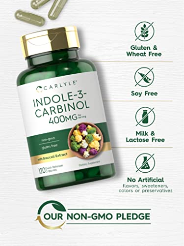 Carlyle Indole-3-Carbinol (I3C) 400mg | 120 Capsules | Advanced Formula