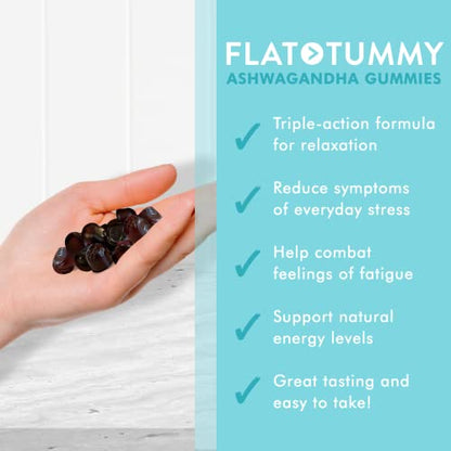 Flat Tummy Tea Ashwagandha Gummies (60 Count) feat. Lemon Balm - Destress,Calm