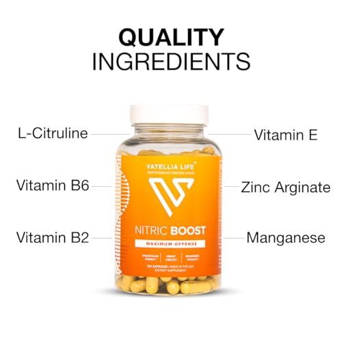 Vatellia Life Nitric Boost - Nitric Oxide for Blood Pressure Support, Natural Circulation & Heart Health Support - Supplement - 60 Day Supply