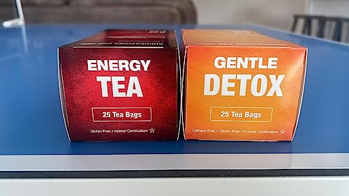Total Tea Detox Tea & Energy Tea Set - 25 Day Detox Tea - Herbal SIim Tea Total Tea