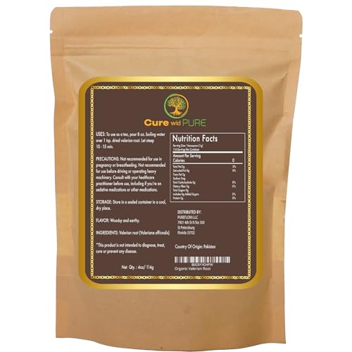 Cure wid Pure Organic Valerian Root Tea - Cut,Sifted & Non-Irradiated Valerian Tea Promotes Cure wid Pure