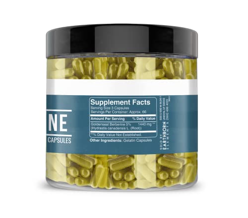 Earthborn Elements Berberine 200 Capsules, Pure & Undiluted, No Additives Earthborn Elements