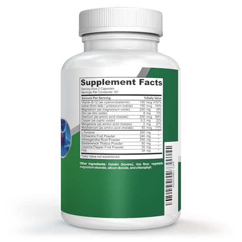 NusaPure Premium Thyroid Support Supplement (Non-GMO) 120 caps for with Ashwaganda NusaPure