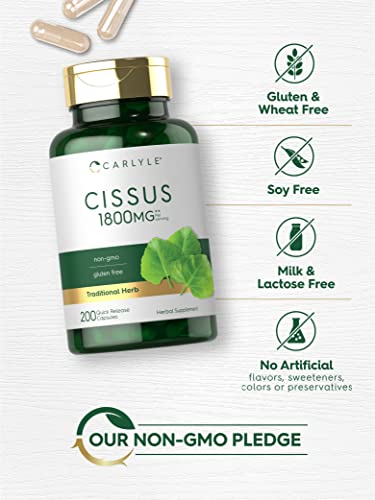 Carlyle Cissus Quadrangularis 1800mg | 200 Capsules | Traditional Herb Extract