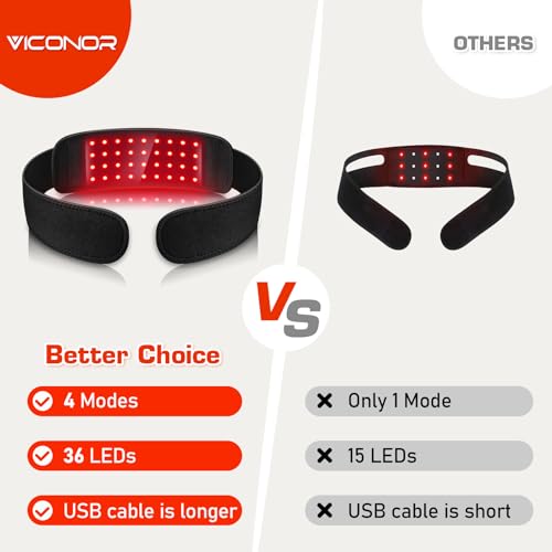 Red Light Therapy Belt for Neck, Near Infrared Light Therapy Belt Wearable Infrared Neck Wrap Viconor