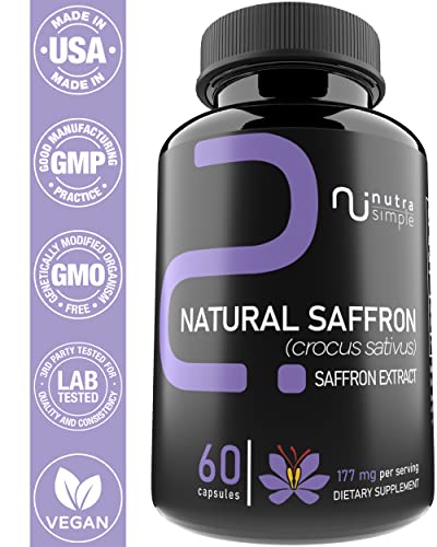 Nutra Simple Saffron Supplements 177mg, Pure Saffron Extract, Made in USA, Natural Nutra Simple