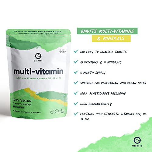 Vegan Multivitamins & Minerals - With High Strength Vitamin B12, D3, K2 & Iron