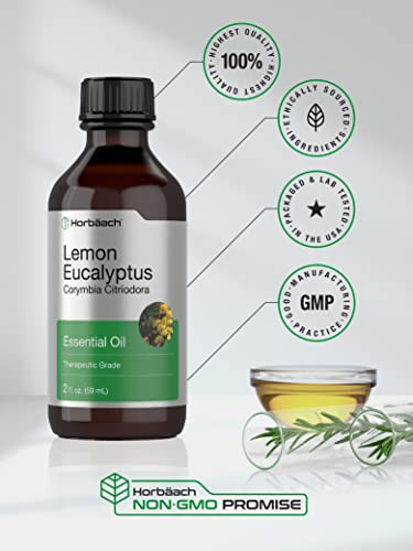 Lemon Eucalyptus Essential Oil | 2 oz | for Massage, Bath, Diffuser, DIY Projects & More