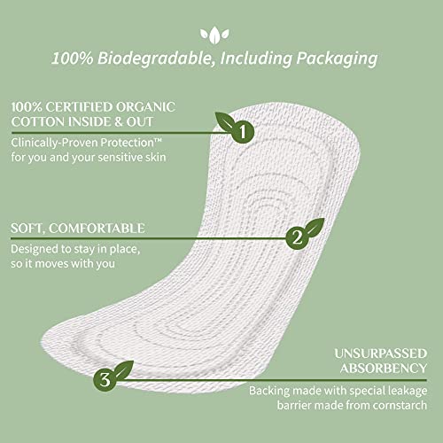 Organyc 100% Certified Organic Cotton Folded Panty Liner, Ultra Thin, Light Flow, 24 Count Organyc