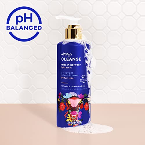 Always Cleanse Feminine Intimate Wash For Women, Ph Balanced For Skin, Lightly Scented Always
