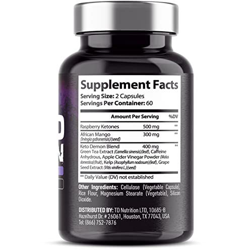 Keto Demon – Hardcore Keto Pills – Use with The Keto Diet – Packed with Raspberry Ketones