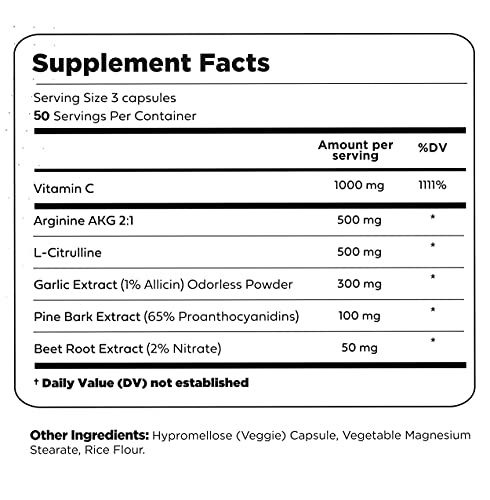 Type Zero Nitric Oxide 6X Booster, 150 Veggie Capsules - Natural Supplement - Beetroot