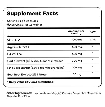 Type Zero Nitric Oxide 6X Booster, 150 Veggie Capsules - Natural Supplement - Beetroot