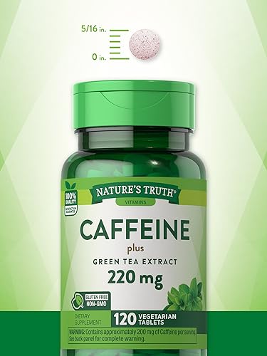 Caffeine Pills | 220mg | 120 Count | with Green Tea Extract | Vegetarian, Non-GMO & Gluten Nature's Truth