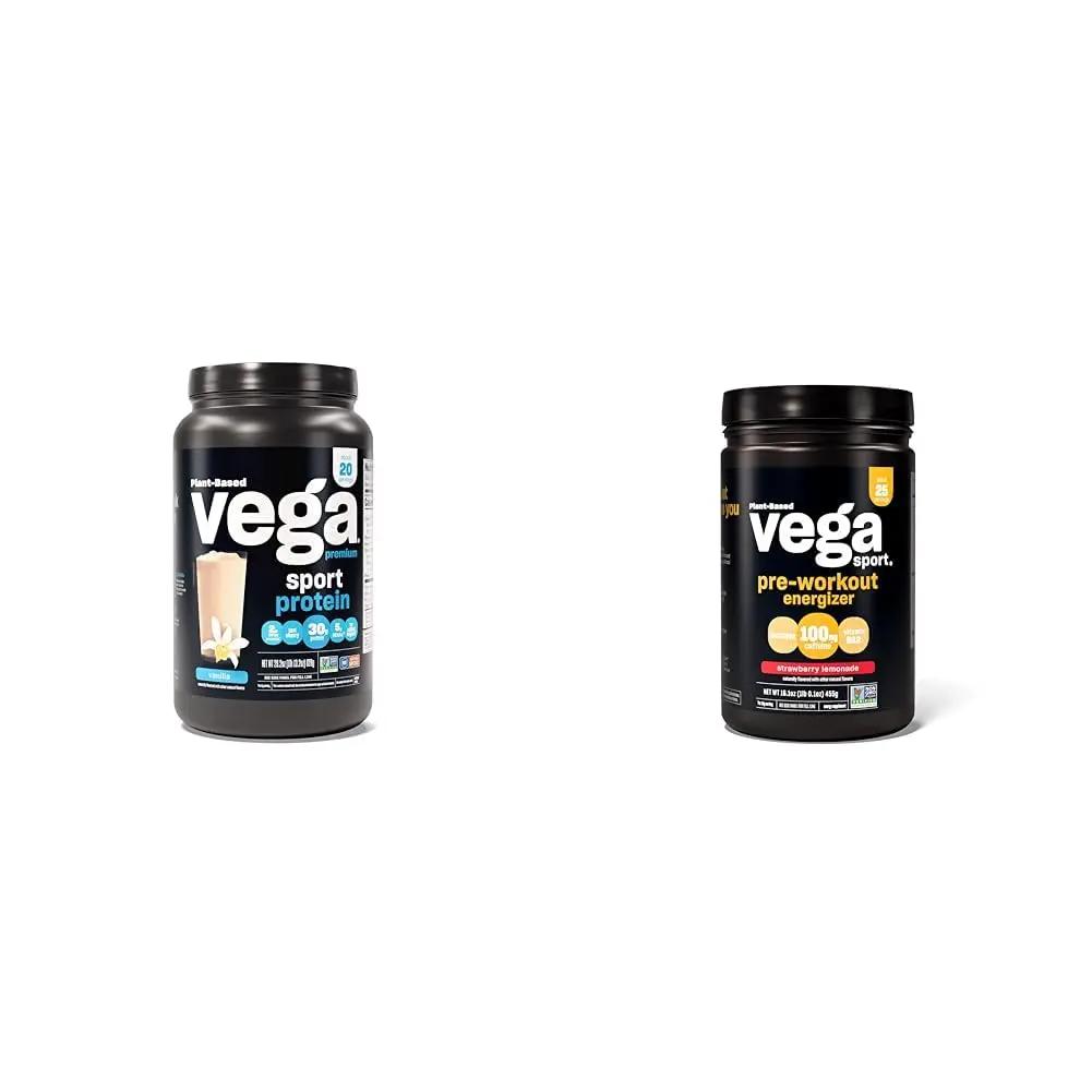 Vega Premium Sport Protein Vanilla Protein Powder, Vegan, Non GMO & Sport Pre-Workout