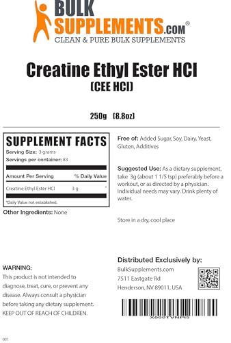 BULKSUPPLEMENTS.COM Creatine Ethyl Ester HCl Powder - Creatine Pre Workout Powder BULKSUPPLEMENTS.COM