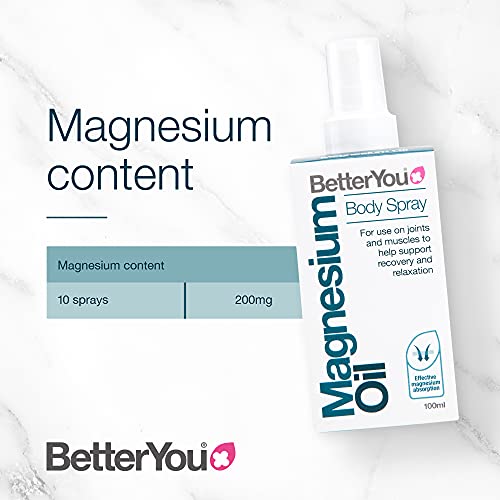 BetterYou Magnesium Oil Body Spray, Pure and Natural Source of Magnesium Chloride BetterYou