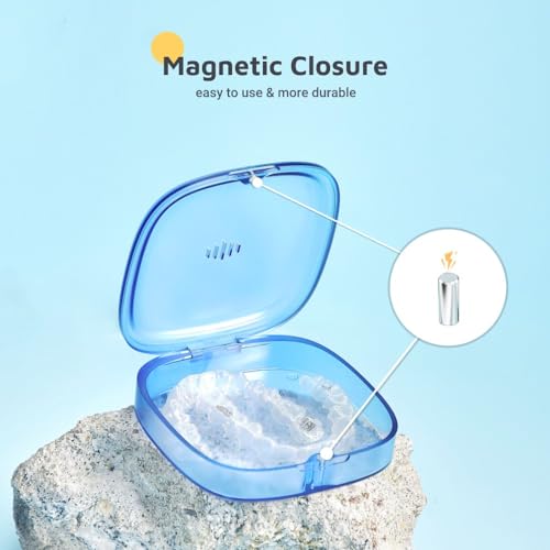 Slim Transparent Aligner Case with Magnetic Closure, Small Compact Retainer Holder Fits Maobuli