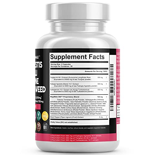 Fadogia Agrestis 5000mg Tongkat Ali 25000mg Turkesterone 5000mg