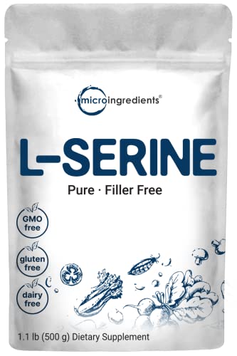 Pure L Serine Powder, 500 Grams (250 Day Supply), Filler Free, Supports Production 