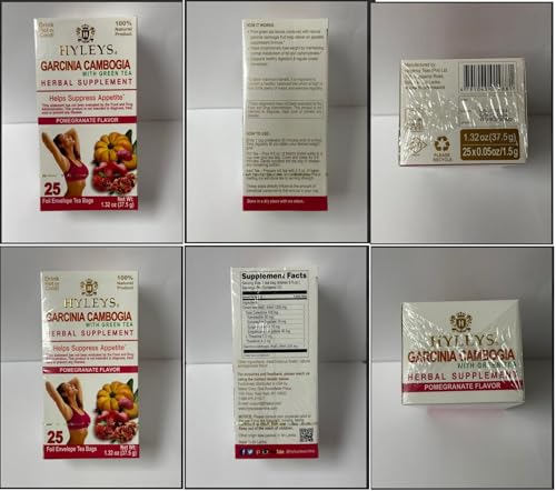 Hyleys Tea Garcinia Cambogia Green Tea with Pomegranate Flavor - 25 Tea Bags