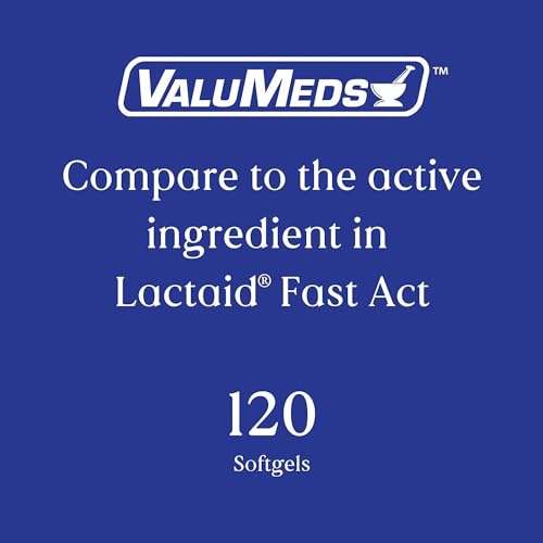 ValuMeds Fast Acting Dairy Relief Lactose Enzymes, 120 Softgels, Help Prevent Gas ValuMeds