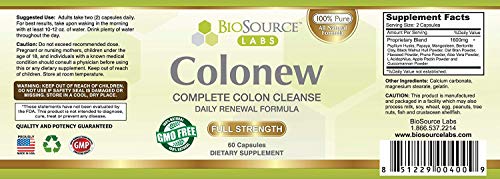 BioSource Labs Colonew Complete Colon Cleanse Natural Detox Supplement for Daily 
