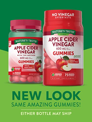 Nature's Truth Apple Cider Vinegar Gummies | 600 mg | 75 Gummies | Natural Apple Flavor Nature's Truth