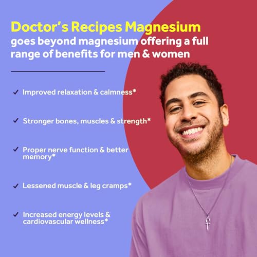 Doctor's Recipes Magnesium Glycinate for Men & Women, 100mg Elemental Mag, 90 Caps
