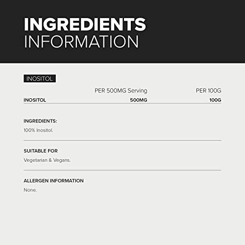 Bulk Pure Inositol Powder, 100 g, Packaging May Vary Bulk