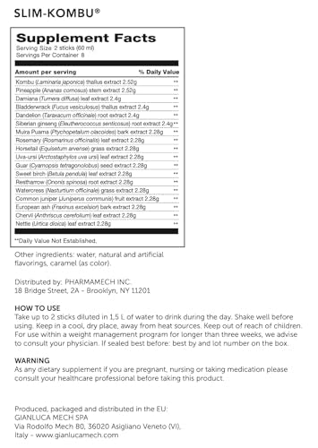 Gianluca Mech - Slim-Kombu, Keto Compliant Slimming Tonic, Gluten Free Dietary Supplement GIANLUCA MECH SpA